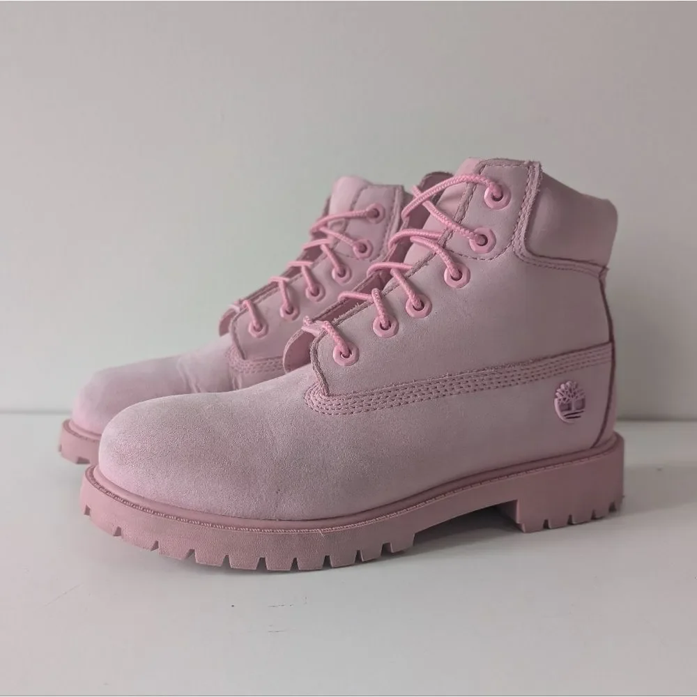Timberland Girls' 6-inch Premium Pink Leather  Waterproof Boots (3)
